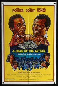 5q700 PIECE OF THE ACTION 1sh '77 great Drew Struzan art of Sidney Poitier & Bill Cosby!