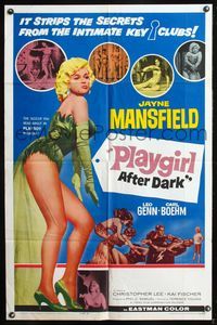 5q704 PLAYGIRL AFTER DARK style B 1sh '62 sexy Jayne Mansfield is Too Hot to Handle!