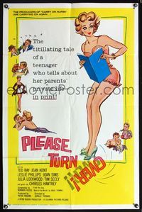 5q705 PLEASE TURN OVER 1sh '60 English comedy, sexy artwork of woman in nightie!