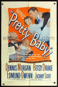 5q709 PRETTY BABY 1sh '50 Dennis Morgan, Betsy Drake, the tot who put honeymooners on the spot!