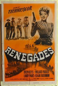 5q722 RENEGADES 1sh R49 cowgirl Evelyn Keyes with her gun in her hands!