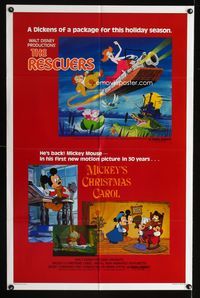5q723 RESCUERS/MICKEY'S CHRISTMAS CAROL 1sh '83 Disney package for the holiday season!