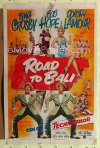 5q729 ROAD TO BALI 1sh '52 Bing Crosby, Bob Hope & sexy Dorothy Lamour in India!