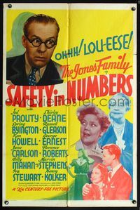 5q737 SAFETY IN NUMBERS 1sh '38 Jones Family, Jed Prouty, Shirley Deane, Spring Byington!