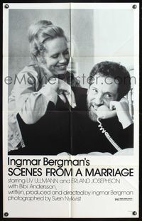 5q744 SCENES FROM A MARRIAGE 1sh '73 Ingmar Bergman, Liv Ullmann, Erland Josephson!