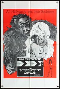 5q746 SCREENTEST GIRLS 1sh '69 Zoltan G. Spencer directed, wild art of gorilla & girls!