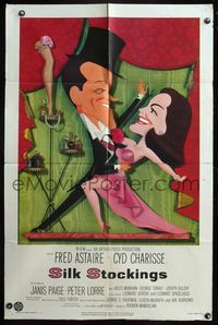 5q772 SILK STOCKINGS 1sh '57 musical, great Jacques Kapralik art of Fred Astaire & Cyd Charisse!