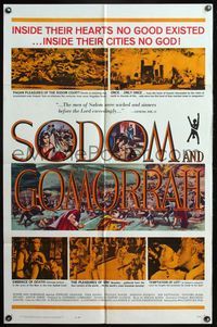 5q785 SODOM & GOMORRAH 1sh '63 Robert Aldrich, Pier Angeli, wild art of sinful cities!