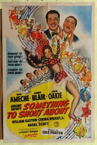 5q786 SOMETHING TO SHOUT ABOUT style A 1sh '43 Don Ameche, sexy Janet Blair, songs by Cole Porter!