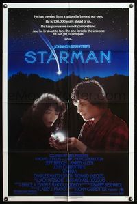5q807 STARMAN 1sh '84 John Carpenter, close-up of alien Jeff Bridges & Karen Allen!