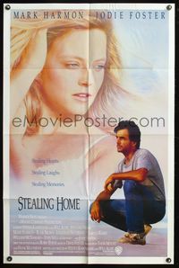 5q810 STEALING HOME 1sh '88 great image of Mark Harmon & sexy Jodie Foster!