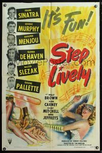 5q814 STEP LIVELY style A 1sh '44 Frank Sinatra, George Murphy, Adolphe Menjou, sexy musical art!