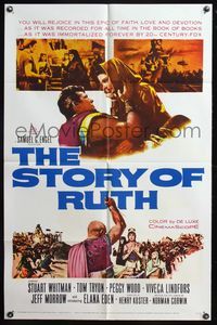 5q828 STORY OF RUTH 1sh '60 Stuart Whitman, Tom Tryon, Biblical montage artwork!