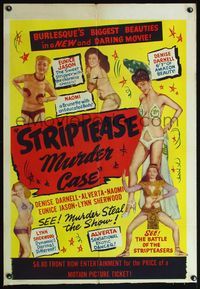 5q003 STRIP TEASE MURDER CASE 1sh '50 battle of the stripteasers, but murder steals the show!