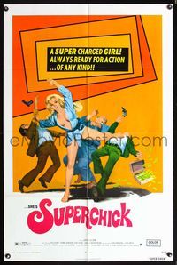 5q842 SUPERCHICK 1sh '73 kung fu, sexy & always ready for action... of any kind!