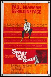 5q854 SWEET BIRD OF YOUTH 1sh '62 Paul Newman, Geraldine Page, from Tennessee Williams' play!