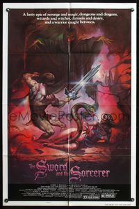 5q861 SWORD & THE SORCERER style B 1sh '82 magic, dungeons, dragons, cool fantasy art by Andrew J.!