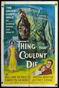 5q893 THING THAT COULDN'T DIE 1sh '58 great artwork of monster holding its own severed head!