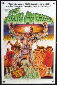 5q922 TOXIC AVENGER int'l 1sh '85 Troma horror comedy, cool completely different artwork!