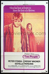 5q938 TWO PEOPLE 1sh '73 Robert Wise directed, Peter Fonda, Lindsay Wagner!