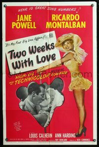 5q940 TWO WEEKS WITH LOVE 1sh '50 full-length image of sexy Jane Powell, Ricardo Montalban