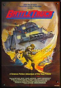 5q966 WARLORDS OF THE 21ST CENTURY 1sh '82 Battle Truck, cool apocalypse action art!