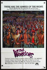5q967 WARRIORS 1sh '79 Walter Hill, cool Jarvis artwork of the armies of the night!