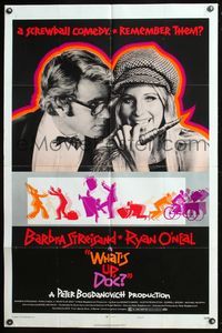 5q971 WHAT'S UP DOC style B 1sh '72 Barbra Streisand, Ryan O'Neal, directed by Peter Bogdanovich!