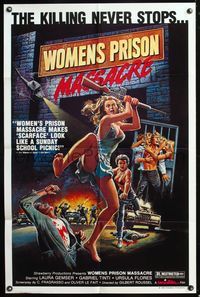 5q983 WOMEN'S PRISON MASSACRE 1sh '85 Emanuelle Fuga Dall'Inferno, wild art of violent girls!