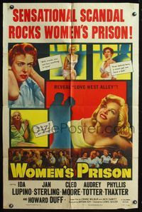 5q982 WOMEN'S PRISON 1sh '54 Ida Lupino & super sexy convict Cleo Moore, sensational scandal!