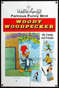 5q984 WOODY WOODPECKER 1sh '60s cartoon, great image of Woody & friends!
