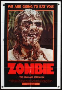 5q998 ZOMBIE 1sh '79 Zombi 2, Lucio Fulci classic, gross c/u of undead, we are going to eat you!