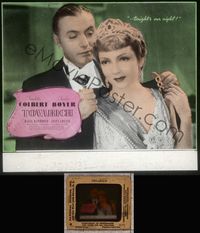 5t096 TOVARICH glass slide '37 close up of Charles Boyer & Claudette Colbert in evening clothes!