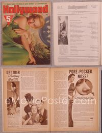 5t128 HOLLYWOOD magazine June 1938, sexy smoking Carole Lombard in emerald dress!