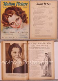 5t131 MOTION PICTURE magazine October 1931, art of beautiful Billie Dove by Marland Stone!