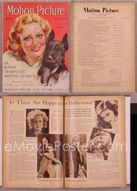 5t130 MOTION PICTURE magazine September 1931, art of Joan Crawford & Scottish Terrier by Stone!