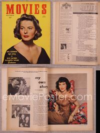 5t140 MOVIES magazine November 1947, close up of Ingrid Bergman in low-cut dress!