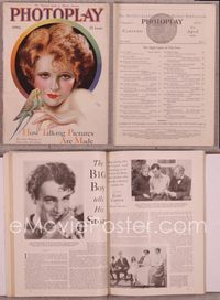5t107 PHOTOPLAY magazine April 1929, great art of sexy Clara Bow holding birds by Charles Sheldon!
