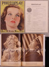 5t109 PHOTOPLAY magazine August 1933, great artwork close up of Katharine Hepburn!