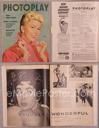 5t126 PHOTOPLAY magazine February 1955, great smiling portrait of Doris Day in pink sweater!