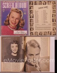 5t147 SCREEN ALBUM magazine Spring 1945, close up of smiling June Allyson wearing pearls!