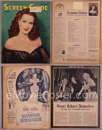5t149 SCREEN GUIDE magazine June 1945, sexiest Maureen O'Hara in low-cut black neglege!