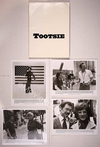 5t203 TOOTSIE presskit '82 full-length Dustin Hoffman as himself and in drag by American flag!