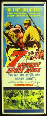 5r009 7 WOMEN FROM HELL insert '65 Patricia Owens is driven to shame in a World War II prison camp!