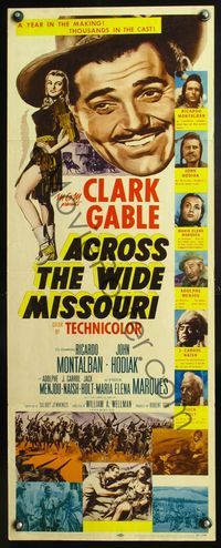5r012 ACROSS THE WIDE MISSOURI insert '51 art of smiling Clark Gable & sexy Maria Elena Marques!