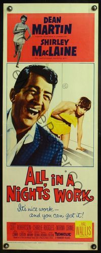 5r017 ALL IN A NIGHT'S WORK insert '61 Dean Martin, sexy Shirley MacLaine wearing only a towel!