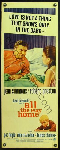 5r020 ALL THE WAY HOME insert '63 close up of sexy Jean Simmons & Robert Preston in bed!