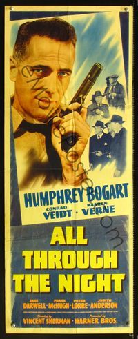 5r021 ALL THROUGH THE NIGHT insert '42 fantastic close up of Humphrey Bogart holding gun!