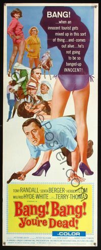5r040 BANG BANG YOU'RE DEAD insert '66 wacky art of Tony Randall crouching between sexy legs!