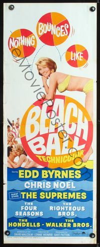 5r044 BEACH BALL insert '65 Edd Byrnes, Chris Noel, The Supremes, sexy girl in bikini art!